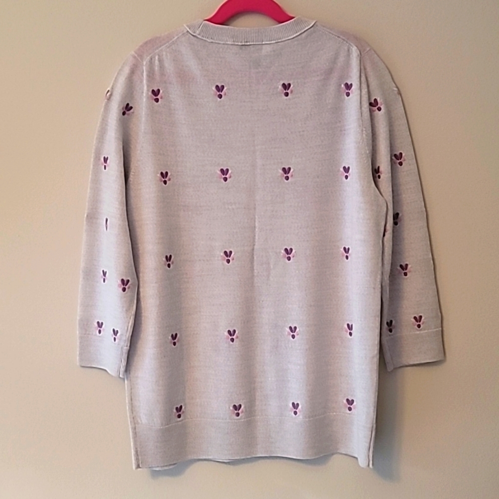 NWOT J.CREW Women's Tippi Flower Embroidered Merino Wool Sweater, Size M - Picture 7 of 10